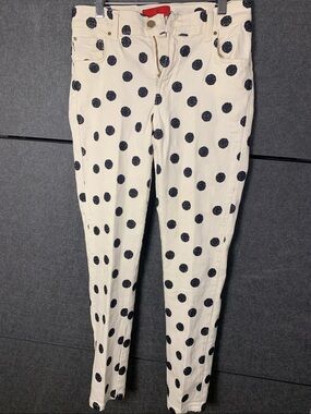 Carolina Herrera White Jeans with Black Polka Dots